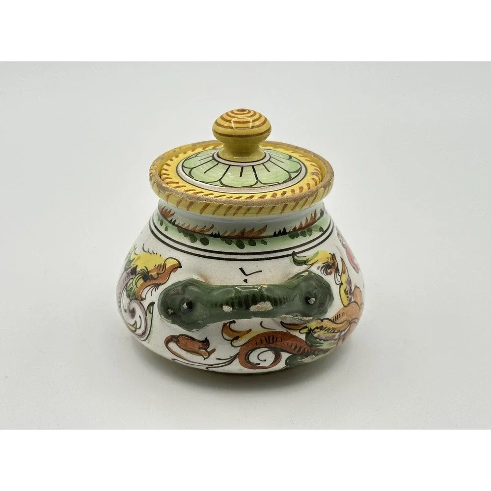 Vintage Fratelli Fanciullacci Hand‑Painted Sugar Bowl — Italian Pottery